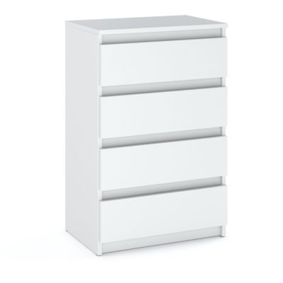 Commode blanche avec 4tiroirs 60cm-meuble TV, mobilier pour salon, chambre, style loft