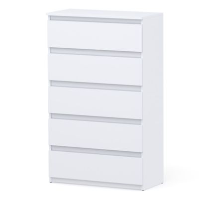 Commode blanche moderne 70 cm à 5 tiroirs - Meuble TV spacieux pour salon