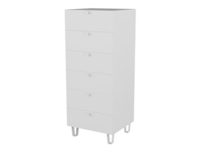 Commode blanche sur pieds 6 tiroirs chambre enfant GoodHome Atomia H. 123 x L. 50 x P. 45 cm