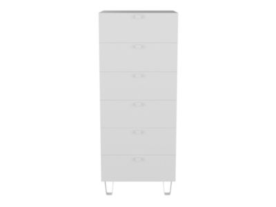Commode blanche sur pieds 6 tiroirs chambre enfant GoodHome Atomia H. 123 x L. 50 x P. 45 cm