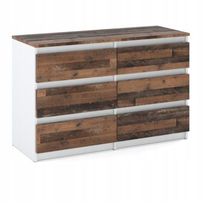 Commode blanche vintage 100 cm - 6 tiroirs - Meuble TV / Rangement salon