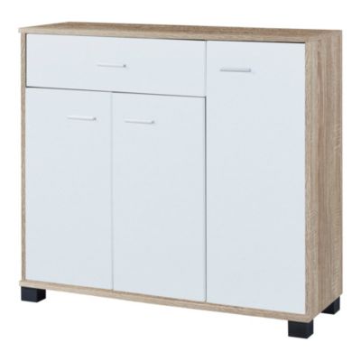 Commode Bobeck panneau de particules 72 x 80 x 28 cm effet chêne blanc en.casa