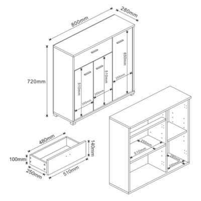 Commode Bobeck panneau de particules 72 x 80 x 28 cm effet chêne blanc en.casa