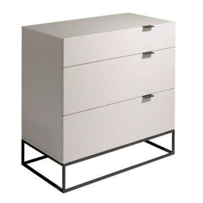 Commode bois gris et acier noir 7020 - 80x45x80 cm
