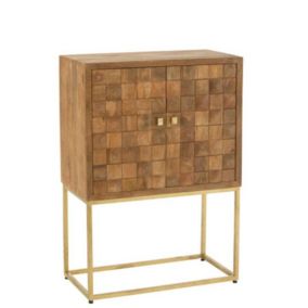 Commode bois manguier pied métal or 76x40x122cm
