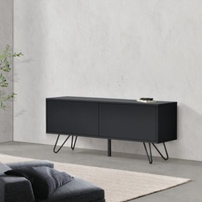 Commode Bollebygd à 2 Portes 47 x 110 x 30 cm Noir en.casa
