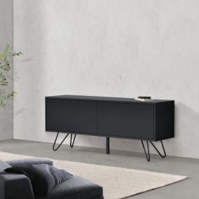 Commode Bollebygd à 2 Portes 47 x 110 x 30 cm Noir en.casa