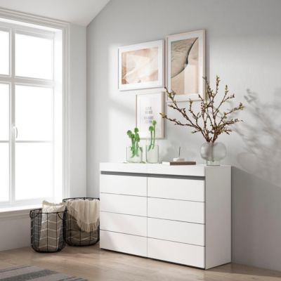 Commode buffet armoire 114x35x75cm couleur blanc et noir