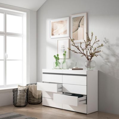 Commode buffet armoire 114x35x75cm couleur blanc et noir