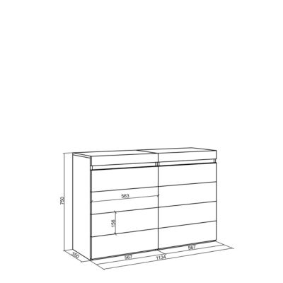 Commode buffet armoire 114x35x75cm couleur blanc et noir
