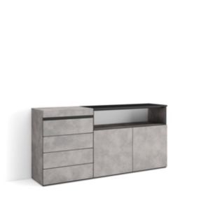Commode buffet armoire 157x35x75 couleur gris ciment