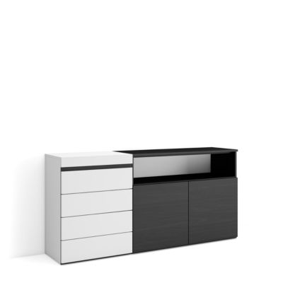 Commode buffet armoire 157x35x75cm couleur blanc et noir