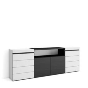 Commode buffet armoire 214x35x75 couleur blanc et noir