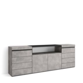 Commode buffet armoire 214x35x75cm couleur gris ciment