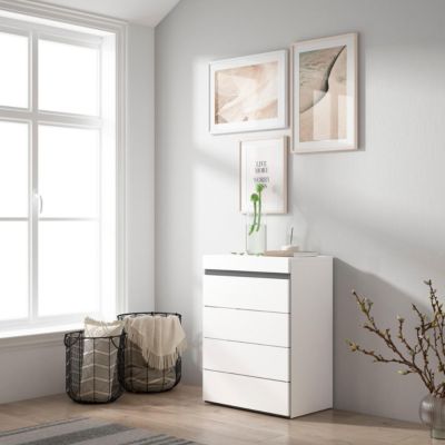 Commode, buffet, armoire, 57x35x75cm, blanc et noir