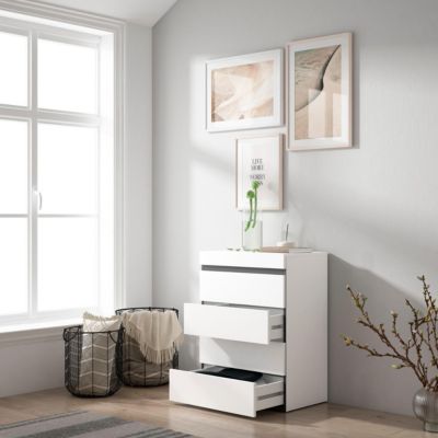 Commode, buffet, armoire, 57x35x75cm, blanc et noir