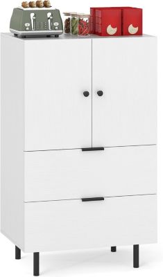 Commode Buffet, Armoire de Rangement avec 2 Tiroirs et Placard à Portes avec Pieds Métal Surélevés 60 x 41,5 x 102 CM (Marron)