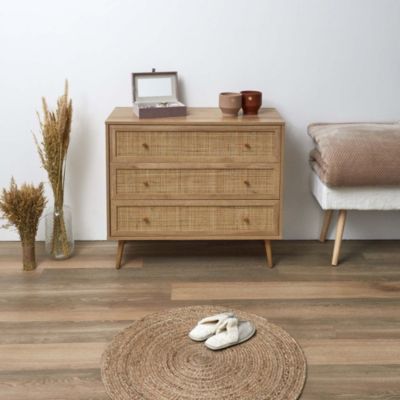 Commode cannage et bois 3 tiroirs Bali