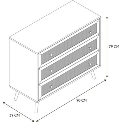 Commode cannage et bois 3 tiroirs Bali