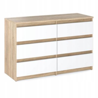 Commode Chêne Sonoma/Blanc 6 tiroirs 100x71,5X33,5CM Meuble TV- Salon - chambre -chifonnier
