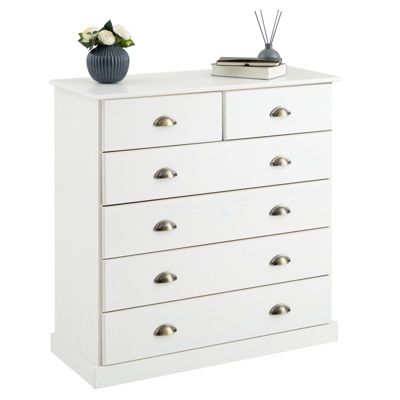 Commode chambre PARIS L 91 cm en bois massif - Blanc