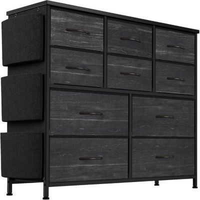 Commode chambre - PROMIRACAL - 10 tiroirs - Tissu - Marron - Moderne