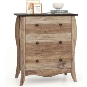 Commode Chambre à Troirs Meuble Rangement Salon avec Tiroirs en Tissu Dessus Spacieux et Kit Anti basculement 3 Tiroirs Café