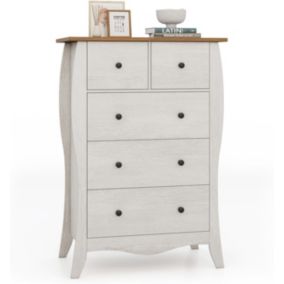Commode Chambre à Troirs Meuble Rangement Salon avec Tiroirs en Tissu Dessus Spacieux et Kit Anti basculement 5 Tiroirs Gris