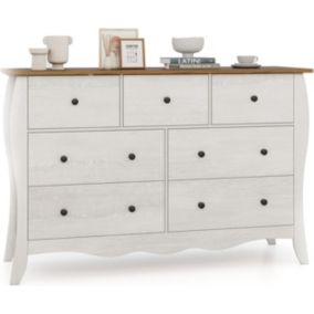 Commode Chambre à Troirs Meuble Rangement Salon avec Tiroirs en Tissu Dessus Spacieux et Kit Anti basculement 7 Tiroirs Gris