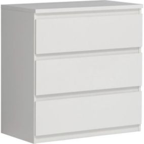 Commode CHELSEA 3 Tiroirs - Couleur blanc mat - 77,2 x 42 x 79,9 cm