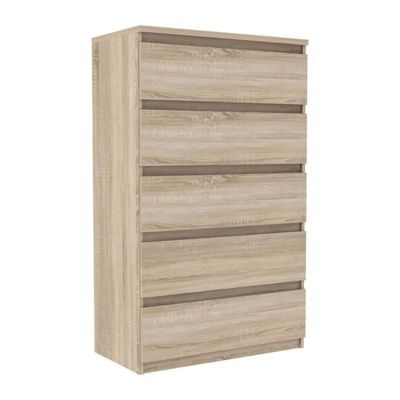 Commode CHELSEA 5 tiroirs - 77,2 cm - Décor chene sonoma