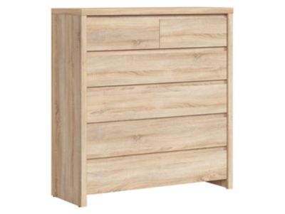 Commode chiffonier à 6 tiroirs, coloris chêne Sonoma - Longueur 104,5 x Profondeur 40,5 x Hauteur 112 cm