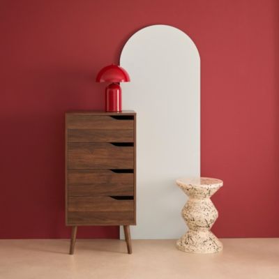 Commode chiffonnier décor bois noyer 4 tiroirs - 48 x 39.6 x 96 cm - Nepal