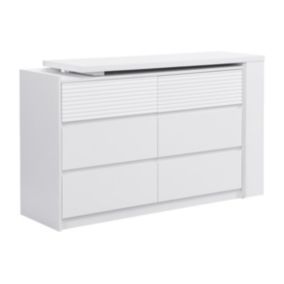 Commode coiffeuse 6 tiroirs et 3 niches - Blanc - BOPANIA