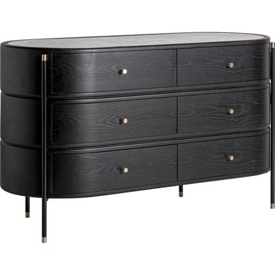 Commode contemporaine noire en bois mdf finition naturelle 140 x 55 x 82 cm Noir finition bois naturel