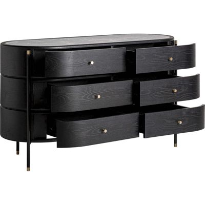 Commode contemporaine noire en bois mdf finition naturelle 140 x 55 x 82 cm Noir finition bois naturel