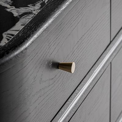 Commode contemporaine noire en bois mdf finition naturelle 140 x 55 x 82 cm Noir finition bois naturel