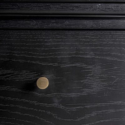 Commode contemporaine noire en bois mdf finition naturelle 140 x 55 x 82 cm Noir finition bois naturel