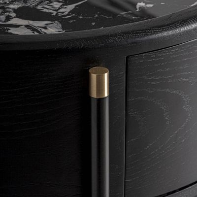 Commode contemporaine noire en bois mdf finition naturelle 140 x 55 x 82 cm Noir finition bois naturel