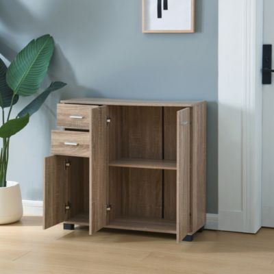 Commode Crimla 76 x 80 x 28 cm effet chêne sonoma en.casa