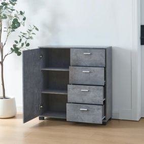 Commode Döbritz 84 x 80 x 28 cm effet béton en.casa