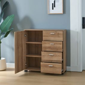 Commode Döbritz 84 x 80 x 28 cm effet chêne en.casa