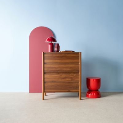 Commode décor bois 4 tiroirs noyer 80cm - 80 x 40 x 98 cm - Harmony