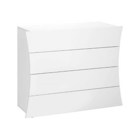 Commode Dabraha, Commode 4 tiroirs, Commode de chambre, 100% Made in Italy, 98x40h82 cm, Blanc brillant