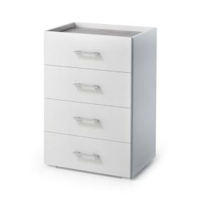 Commode Dacet, Commode 4 tiroirs pour la chambre, Bureau polyvalent ou meuble d'étude, 50x41h87 cm, Blanc et Ciment