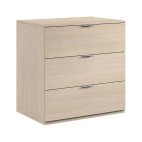 Commode Dantist, Commode moderne avec 3 tiroirs, Commode basse pour chambre à coucher, Commode armoire, 77x38h80 cm, Chêne