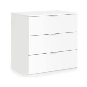 Commode Dantist, Commode moderne avec 3 tiroirs, Commode basse pour la chambre, Armoire à tiroirs, 77x38h80 cm, Blanc