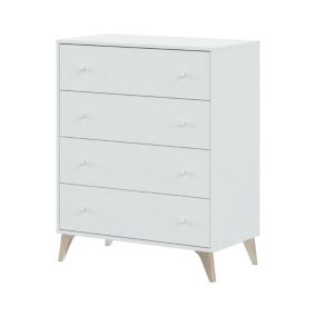 Commode Dcarus, commode 4 tiroirs, Commode pour la chambre, Commode moderne, 78x40h95 cm, Blanc