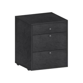 Commode Ddariv, Commode de chambre à coucher, Commode avec 3 tiroirs, 47x45h61 cm, Ardoise