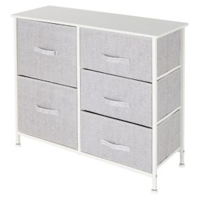 Commode de chambre avec 5 tiroirs tissu amovibles blanc 80x30x70 cm ML-DESIGN